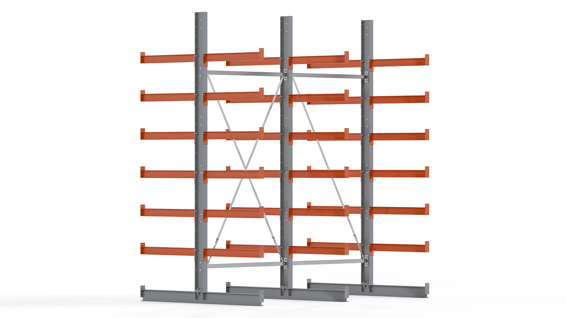 Kragarmregal KARL basic - lackiert - Breite: 256 cm - Höhe: 300 cm - Tiefe: 80 cm - Traglast je Kragarm: 550 kg - beidseitig