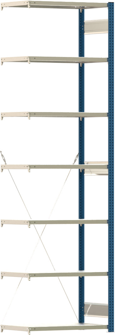 Fachbodenregal BERT - Breite: 87,5 cm - Tiefe: 50 cm - Höhe: 300 cm - 7 Böden - Anbauregal