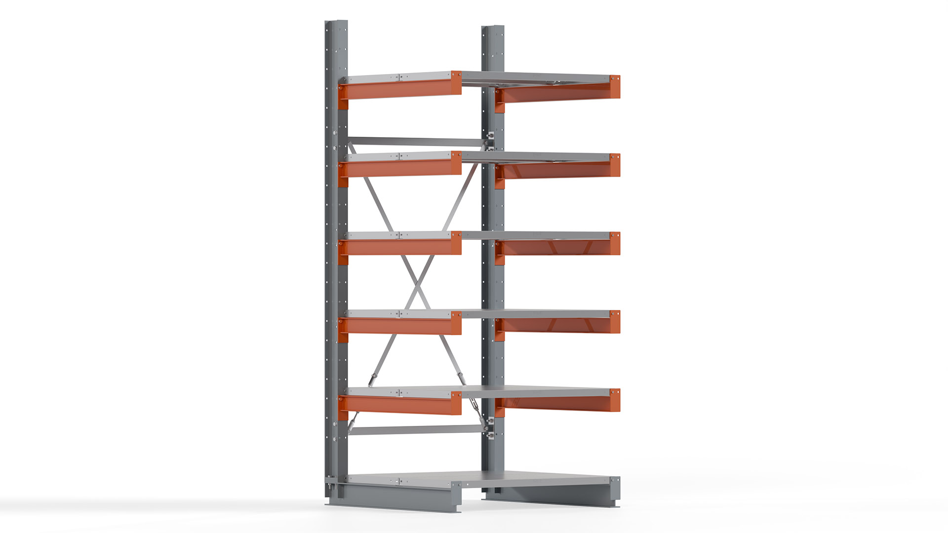 Kragarmregal KARL basic - lackiert - Breite: 100 cm - Höhe: 250 cm - Tiefe: 100 cm - Traglast je Kragarm: 450 kg - einseitig