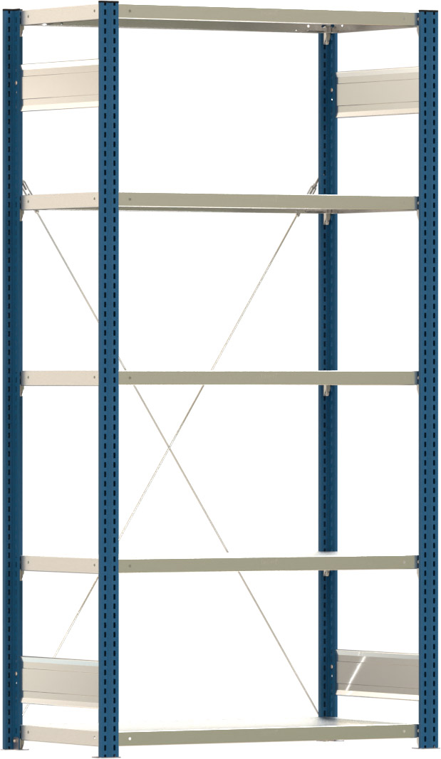 Fachbodenregal BERT - Breite: 100,5 cm - Tiefe: 50 cm - Höhe: 200 cm - 5 Böden - Grundregal
