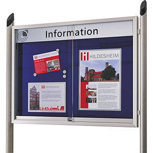 Schiebetürschaukasten, BxTxH 973x55x748 mm, DIN A1 quer, Alu-Profile, ESG-Glas, Rückwand anthrazit, inkl. 10 Magnete + 1 Einstecktasche