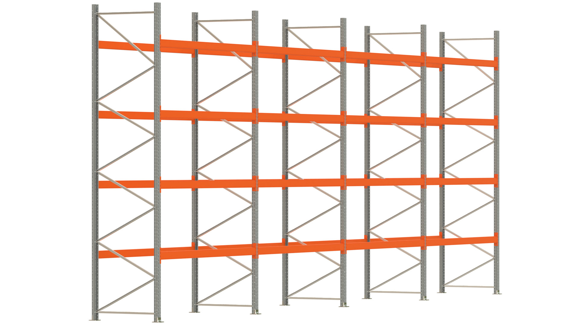 Palettenregal ARTUS - Breite 1122,5 cm - Höhe 450 cm - Tiefe 110 cm - Fachlast 2000 kg - 60 Palettenstellplätze