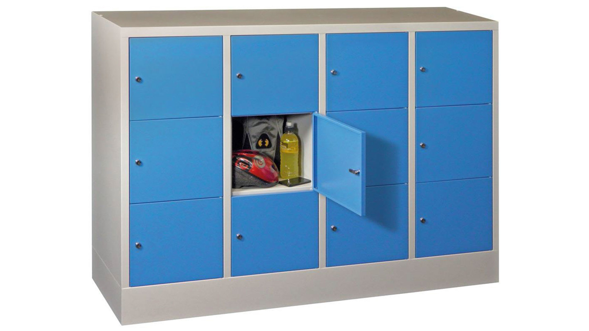 Schulschrank, Kita-Schrank, Breite 160 cm, Höhe 118,7 cm, Tiefe 50 cm, 12 Fächer