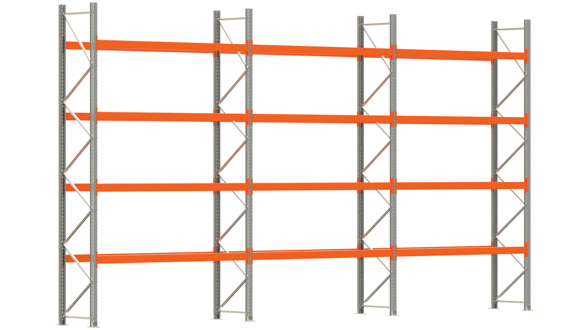 Palettenregal ARTUS - Breite 844 cm - Höhe 450 cm - Tiefe 80 cm - Fachlast 2000 kg - 30 Palettenstellplätze