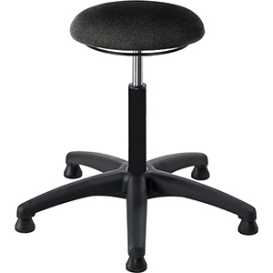 Drehhocker, Arbeitshocker mit Gasfederhöhenverstellung, mit Gleiter, Sitzfläche mit Stoff schwarz, Sitz Höhe: 450-580 mm