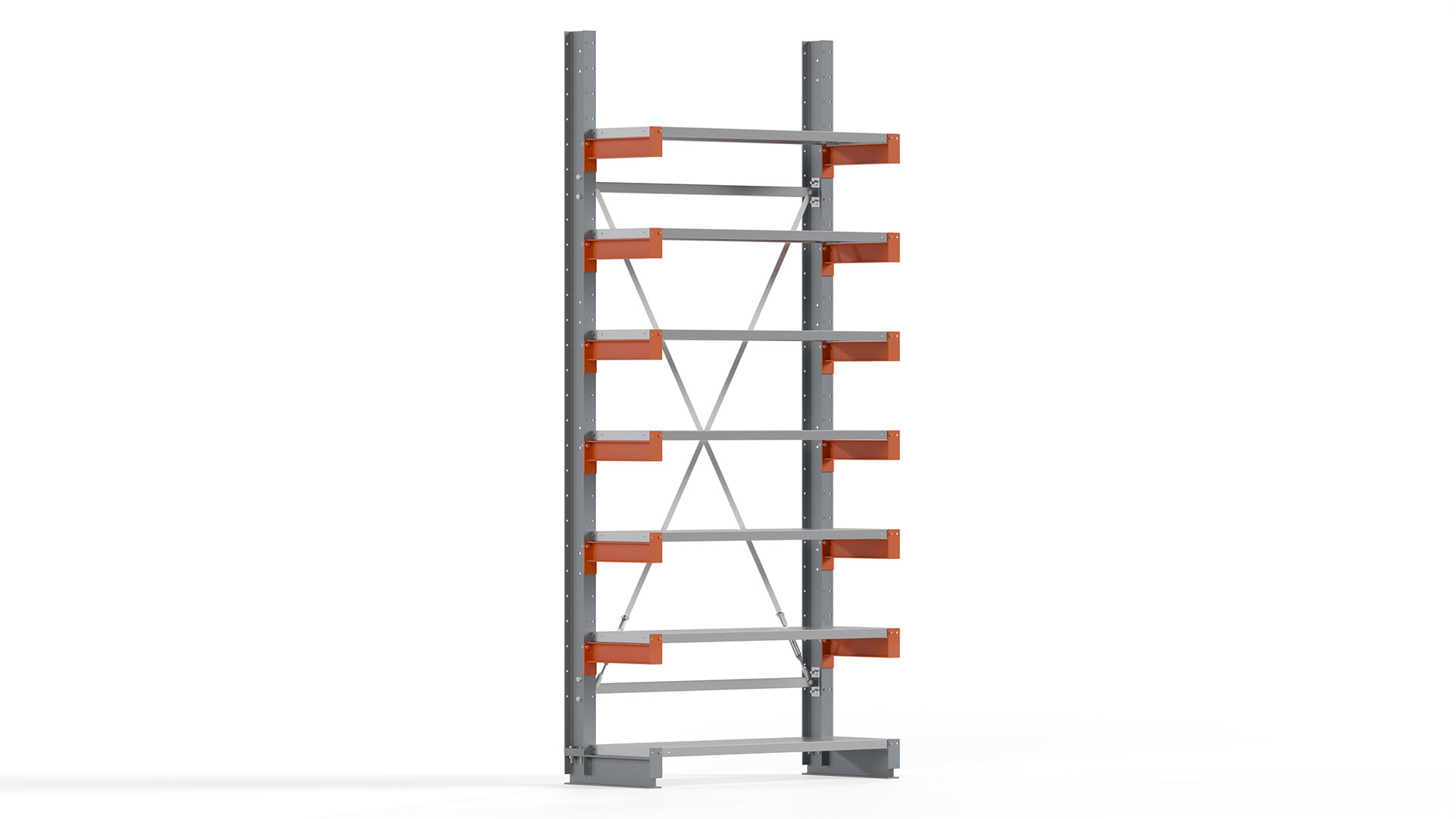 Kragarmregal KARL basic - lackiert - Breite: 128 cm - Höhe: 300 cm - Tiefe: 40 cm - Traglast je Kragarm: 1100 kg - einseitig