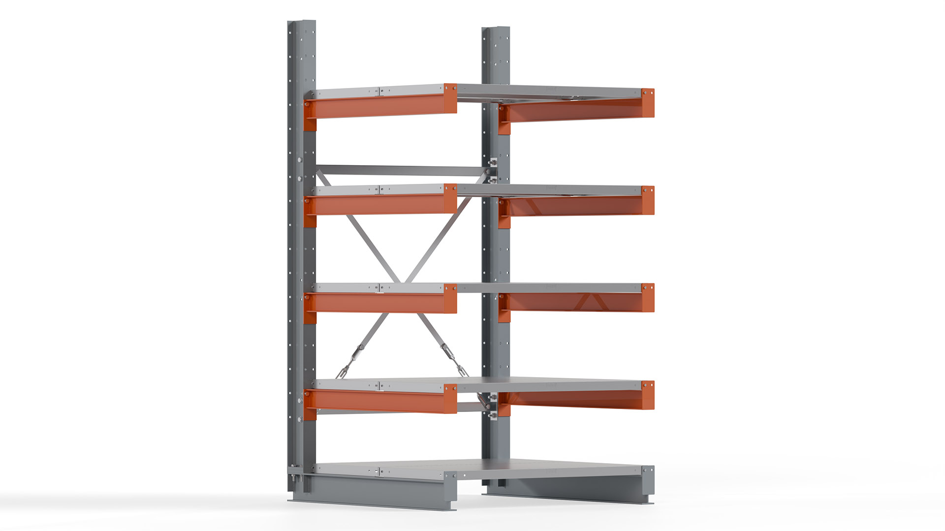Kragarmregal KARL basic - lackiert - Breite: 100 cm - Höhe: 200 cm - Tiefe: 100 cm - Traglast je Kragarm: 450 kg - einseitig