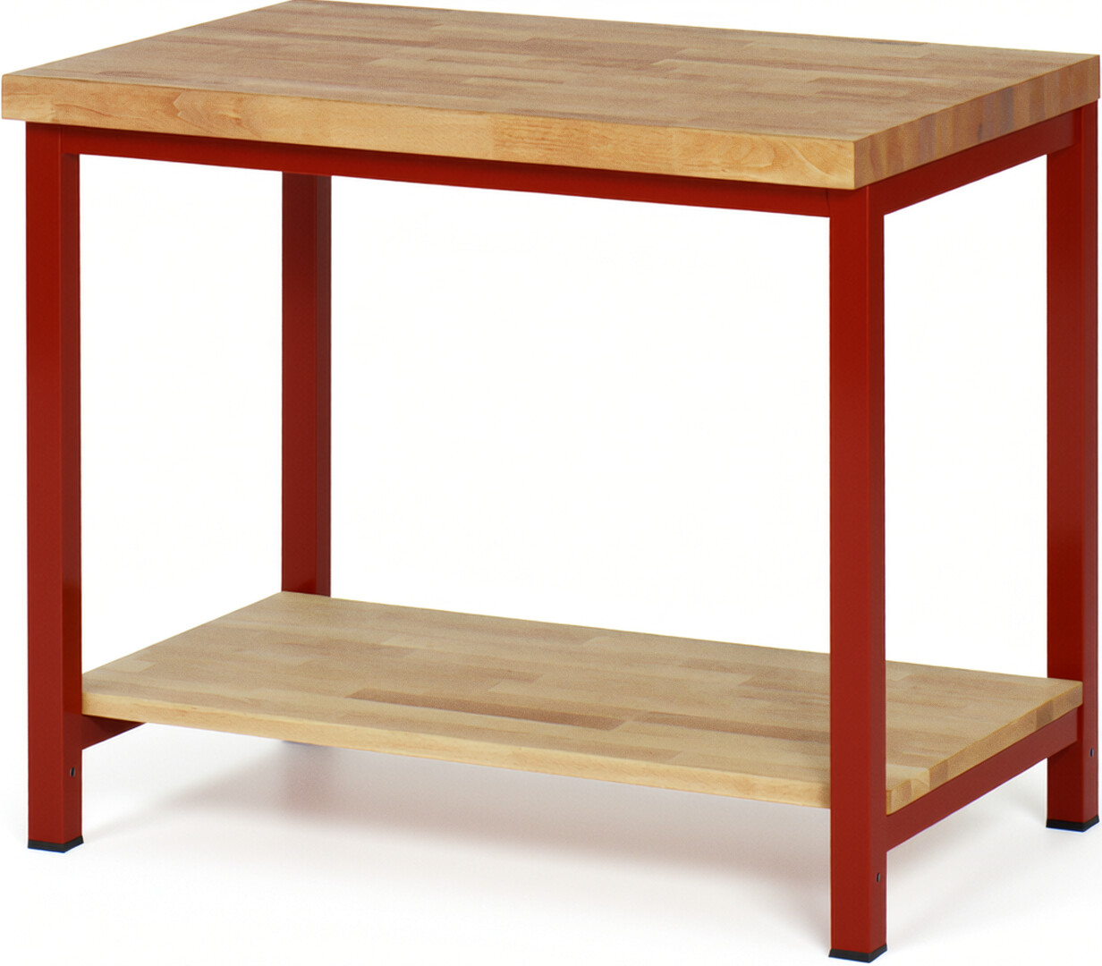 Werkbank - Modell 8000 BASIC rot, BxTxH 1000x700x840 mm,  Buche-Massiv Arbeitsplatte 40 mm