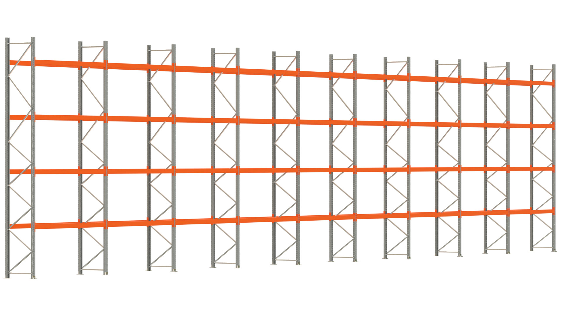 Palettenregal ARTUS - Breite 2515 cm - Höhe 550 cm - Tiefe 80 cm - Fachlast 2250 kg - 90 Palettenstellplätze