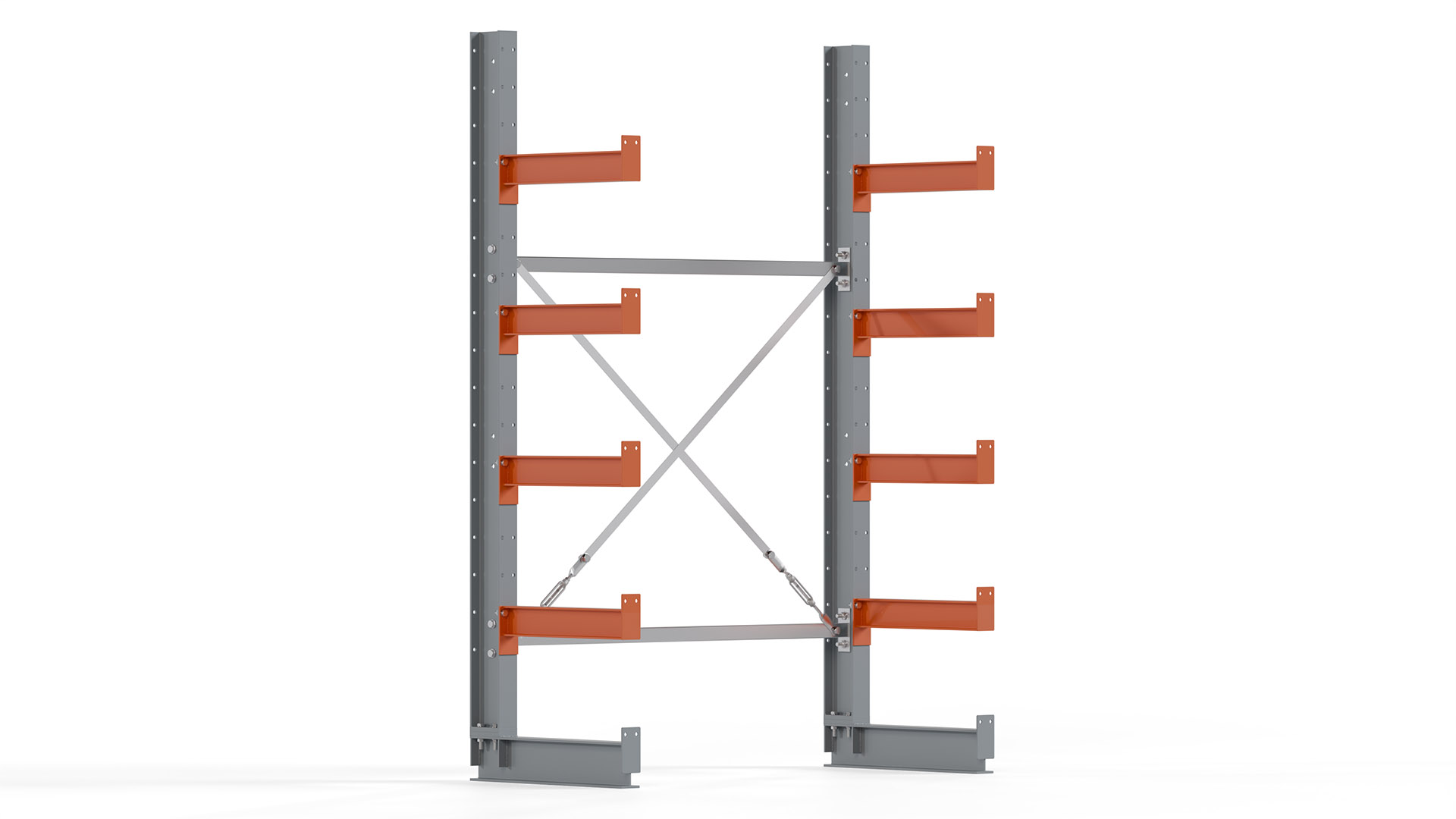 Kragarmregal KARL basic - lackiert - Breite: 128 cm - Höhe: 200 cm - Tiefe: 50 cm - Traglast je Kragarm: 870 kg - einseitig