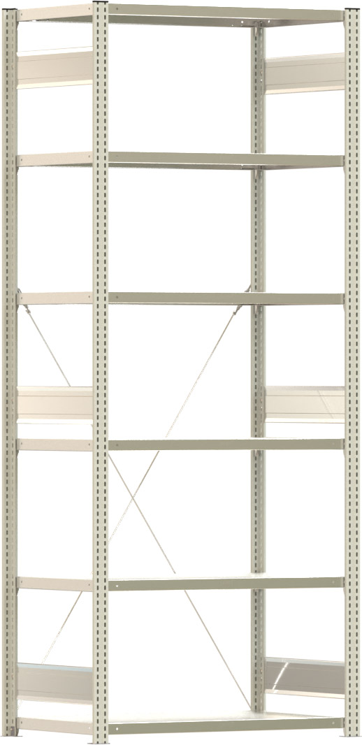 Fachbodenregal BERT - Breite: 100,5 cm - Tiefe: 60 cm - Höhe: 250 cm - 6 Böden - Grundregal