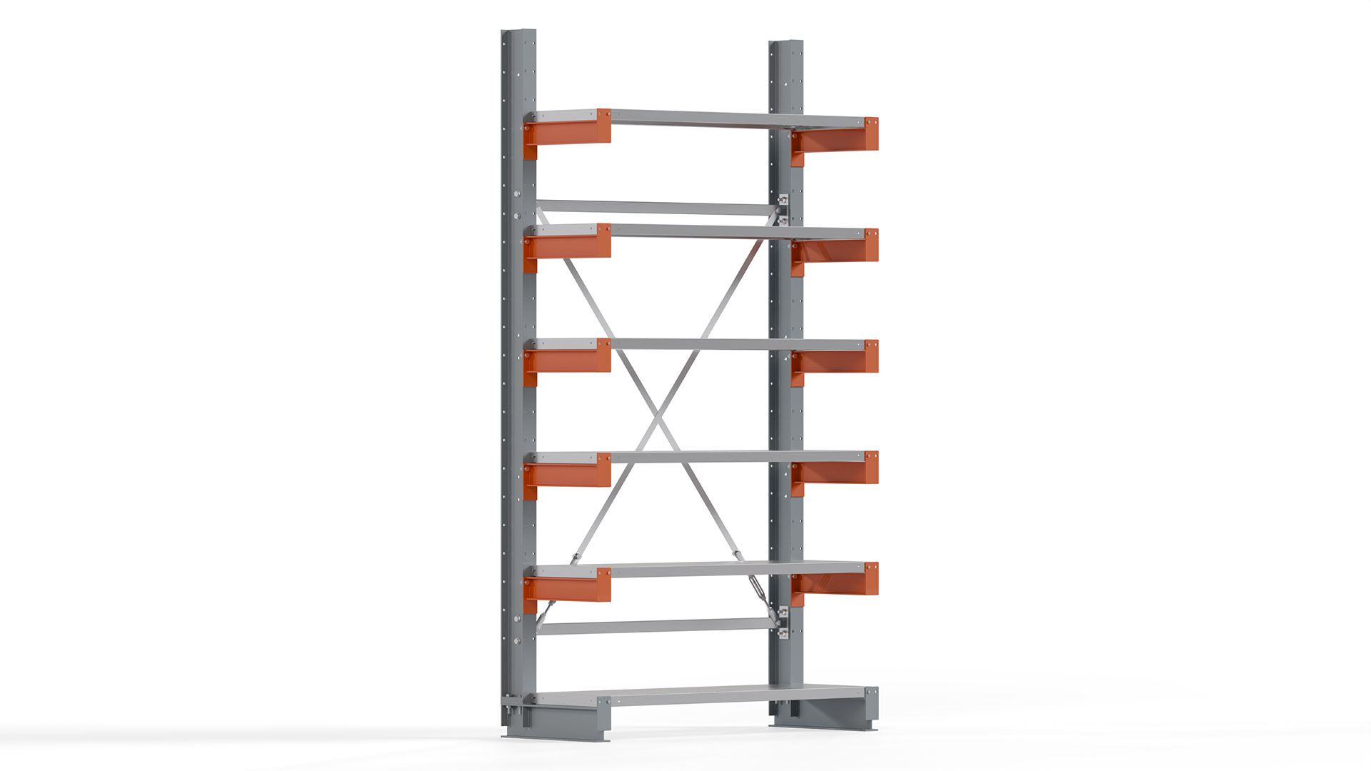 Kragarmregal KARL basic - lackiert - Breite: 128 cm - Höhe: 250 cm - Tiefe: 40 cm - Traglast je Kragarm: 1100 kg - einseitig