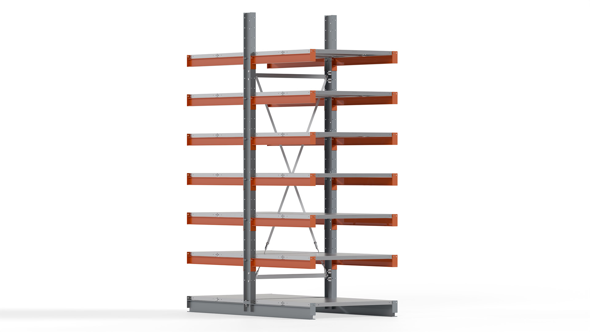 Kragarmregal KARL basic - lackiert - Breite: 100 cm - Höhe: 300 cm - Tiefe: 100 cm - Traglast je Kragarm: 450 kg - beidseitig