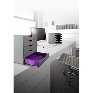 Schubladenbox, BxTxH 280x356x292 mm, 5 farbige Schubladen, aus ABS, inkl. Beschriftungsfenster