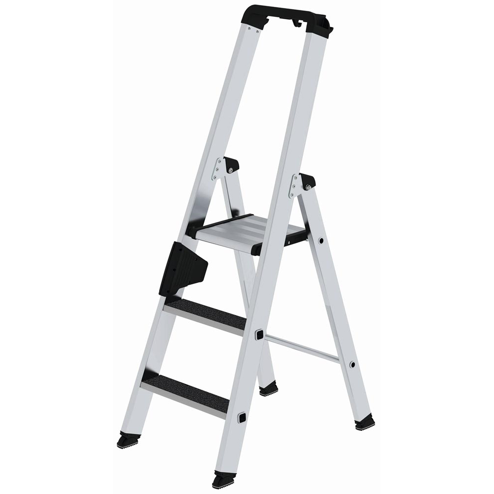 Stufenstehleiter, Alu, 3 Stufen,AH 2,7m einseitig begehbar, Höhe 1,37 m, R13