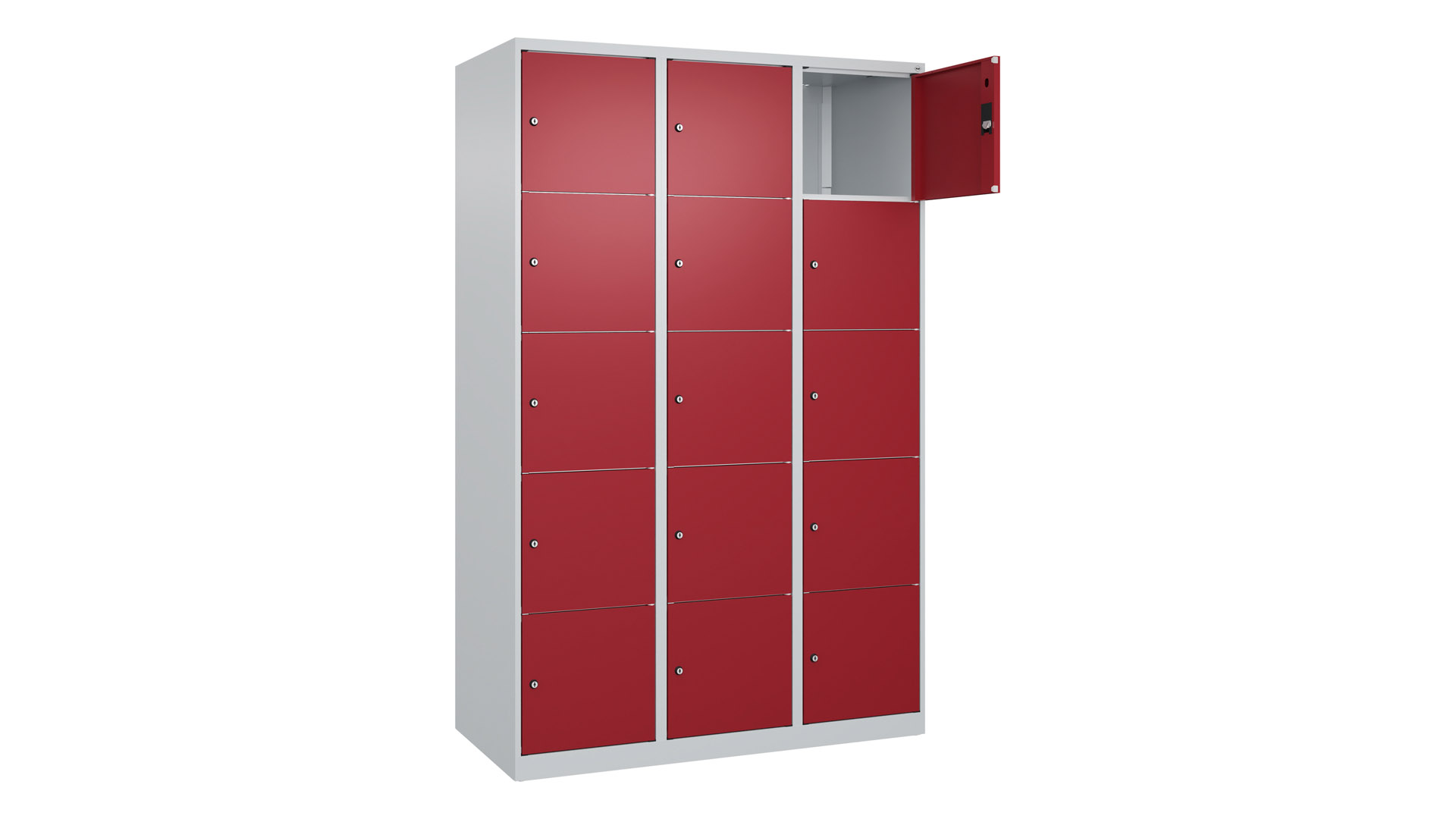 Fächerschrank, Breite 120 cm, Höhe 185 cm, Tiefe 50 cm, 15 Fächer