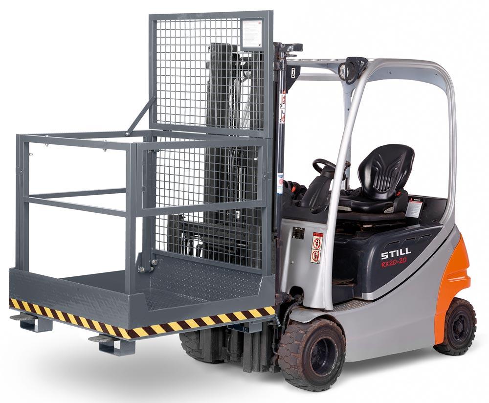 Arbeitskorb zusammenklappbar zur platzsparenden Lagerung, Zulässig für 2 Personen, BxTxH 1200x1080x1910 mm, Traglast 300 kg, RAL 7016 anthrazitgrau