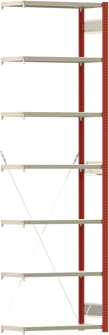 Fachbodenregal BERT - Breite: 87,5 cm - Tiefe: 40 cm - Höhe: 300 cm - 7 Böden - Anbauregal