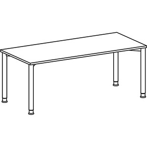 Schreibtisch, BxTxH 1800x800x680-800 mm, höhenverstellbar, Platte ahorn, Rundrohrgestell silber