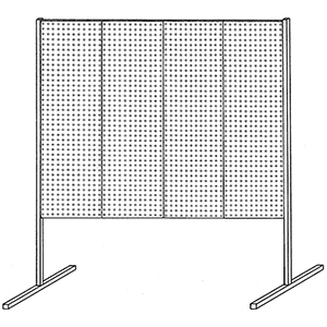 Lochplatten Trennwand bestehend aus 2 Lochplatten, Einzelfeld BxH 1000x1500 mm, lichtgrau