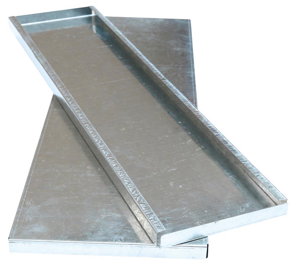 Zusatzebene für Weitspannregal, bestehend aus Auflageträger-Paar und Stahlpaneele, BxT 1850x800 mm, Fachlast 580 kg