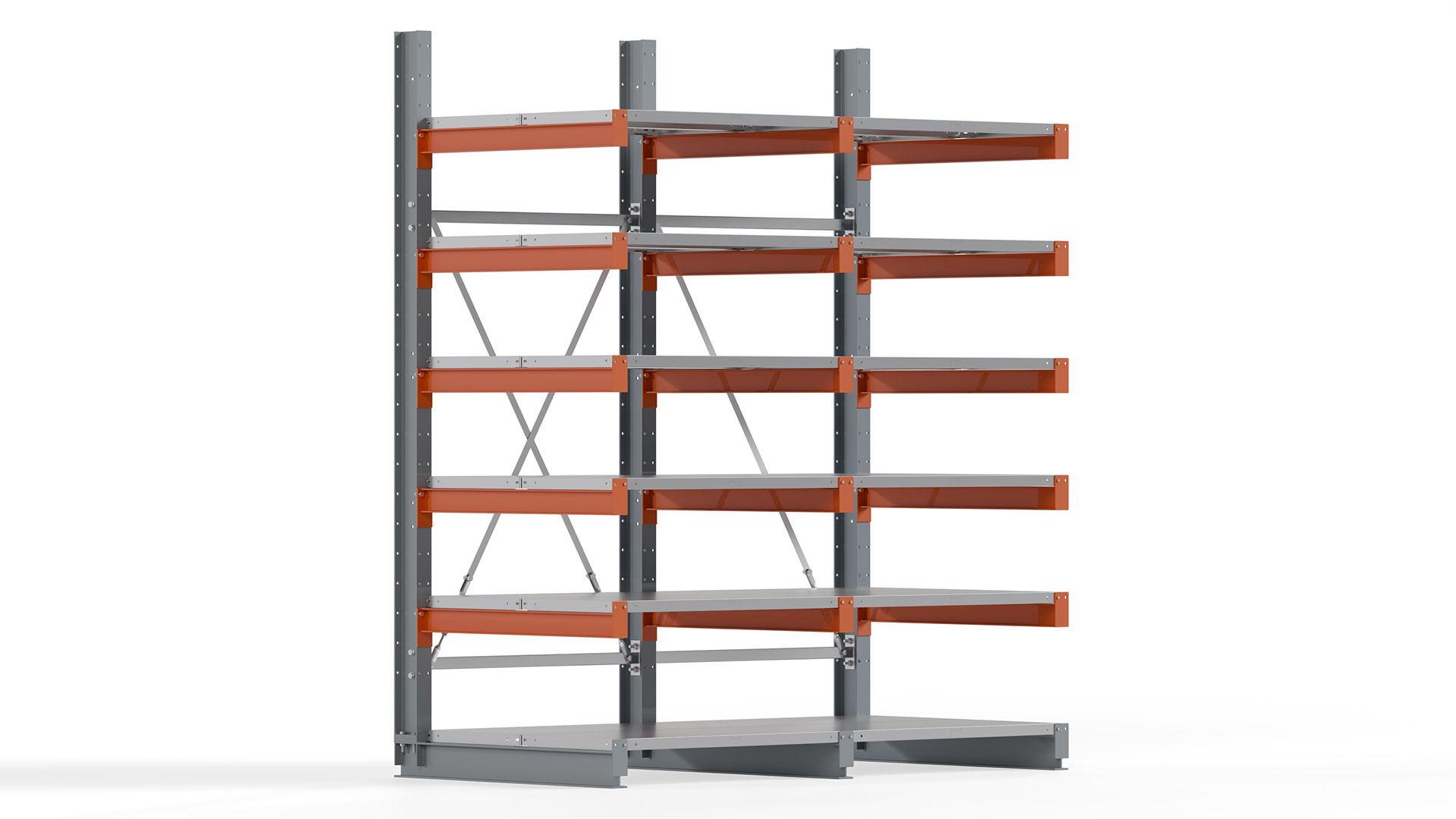 Kragarmregal KARL basic - lackiert - Breite: 200 cm - Höhe: 250 cm - Tiefe: 100 cm - Traglast je Kragarm: 450 kg - einseitig