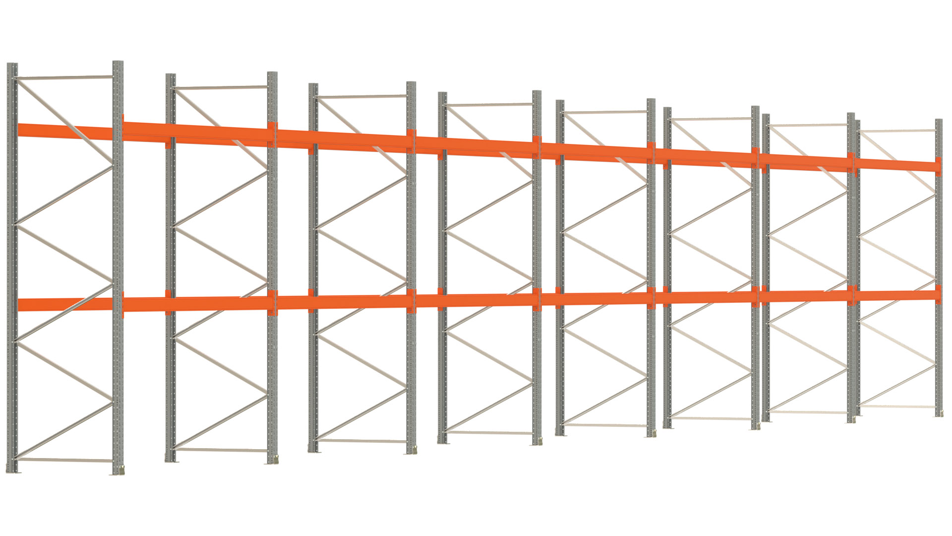Palettenregal ARTUS - Breite 1958 cm - Höhe 350 cm - Tiefe 110 cm - Fachlast 2000 kg - 63 Palettenstellplätze