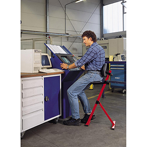 Stehhilfe mit Rückenlehne, Bezug Skai schwarz, Höhenverstellung 550-900 mm, RAL 7035