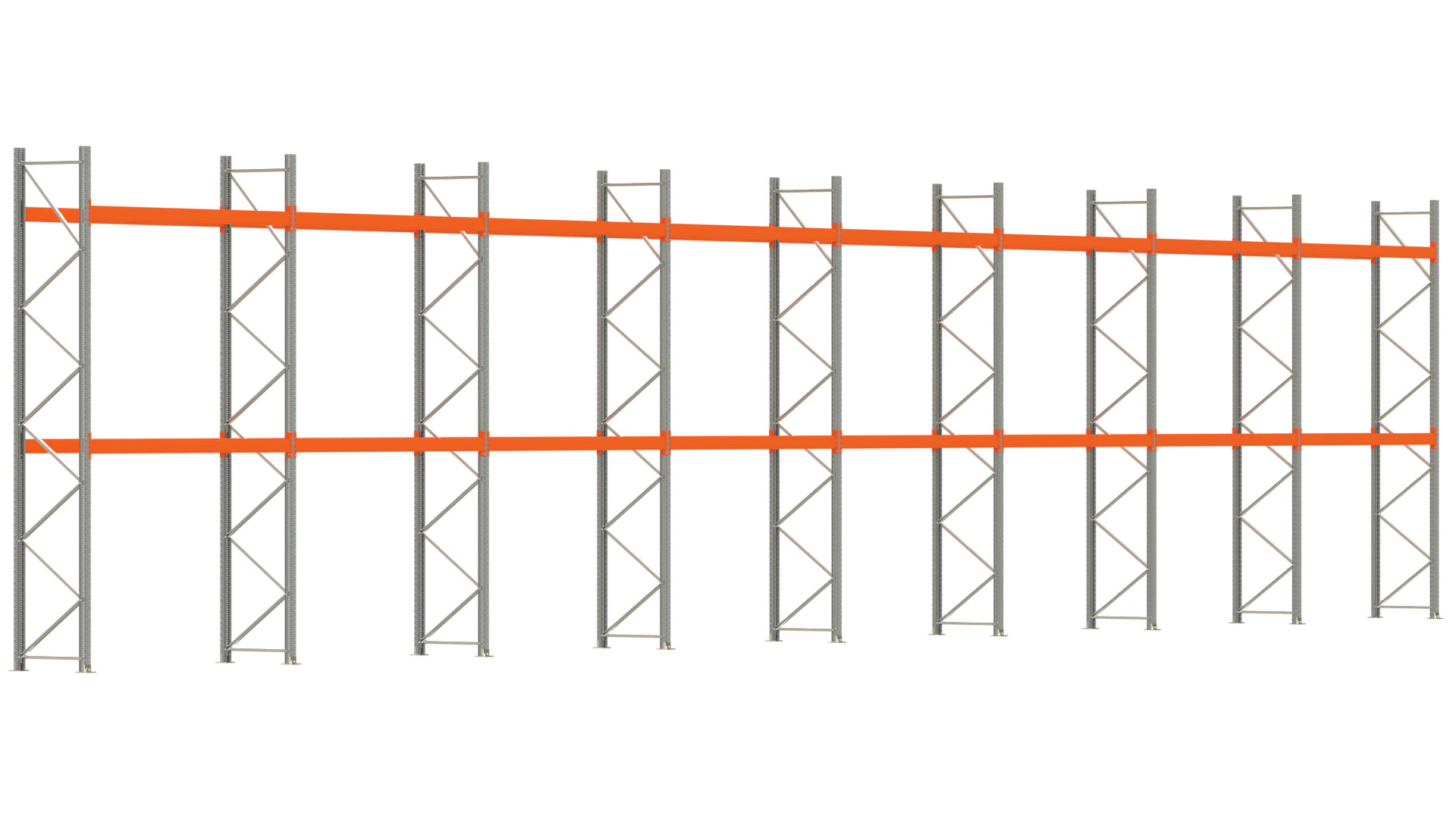 Palettenregal ARTUS - Breite 2236,5 cm - Höhe 450 cm - Tiefe 80 cm - Fachlast 3000 kg - 48 Palettenstellplätze