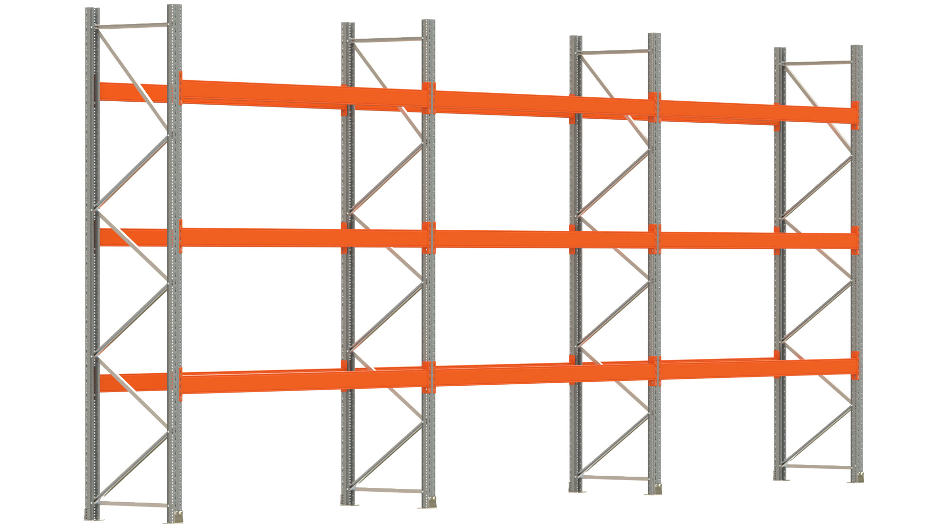 Palettenregal ARTUS - Breite 844 cm - Höhe 350 cm - Tiefe 80 cm - Fachlast 3000 kg - 24 Palettenstellplätze
