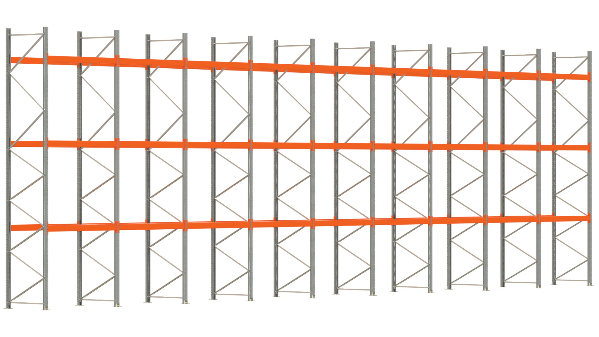 Palettenregal ARTUS - Breite 1795 cm - Höhe 550 cm - Tiefe 110 cm - Fachlast 3000 kg - 72 Palettenstellplätze