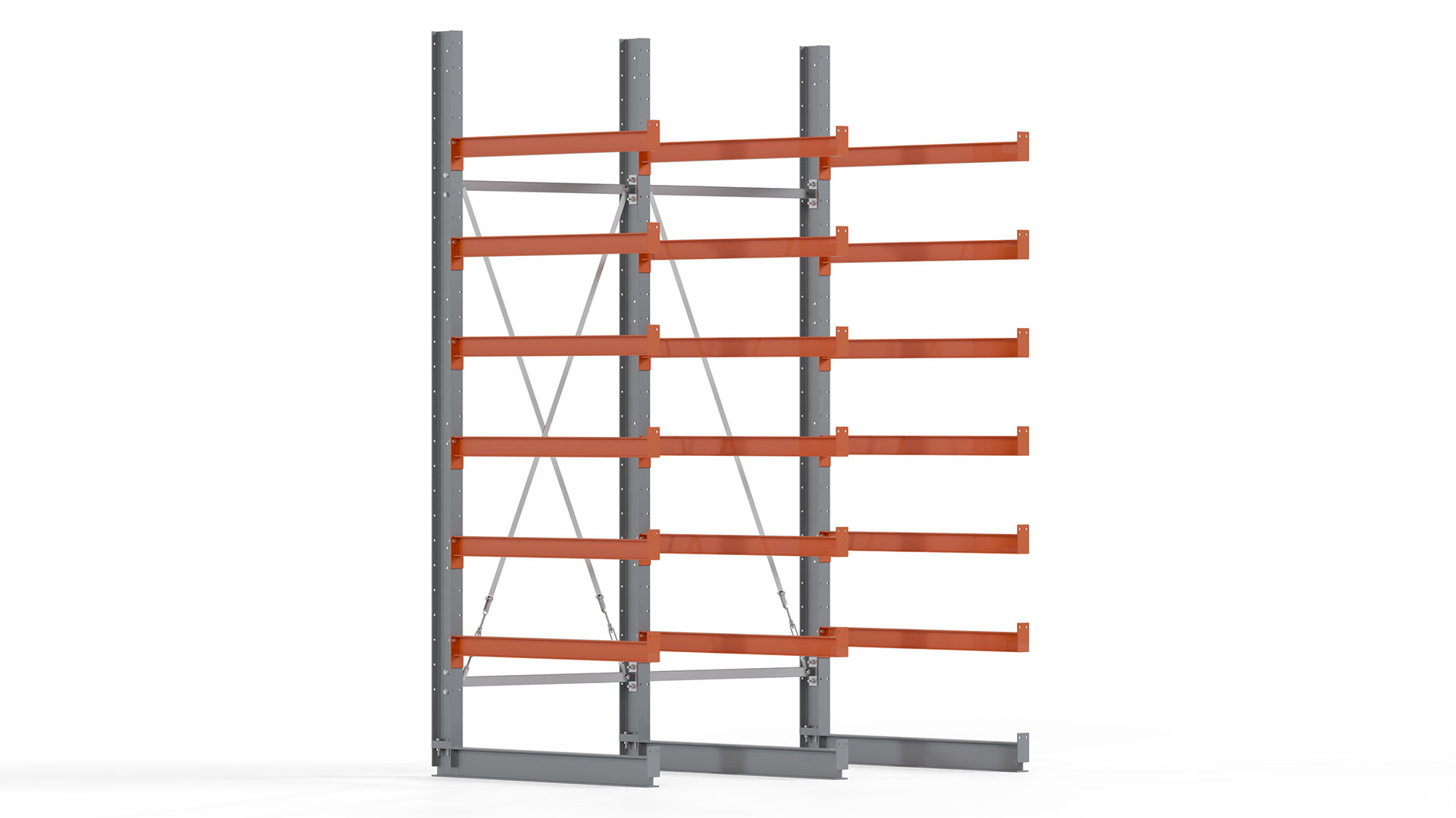 Kragarmregal KARL basic - lackiert - Breite: 200 cm - Höhe: 300 cm - Tiefe: 120 cm - Traglast je Kragarm: 370 kg - einseitig