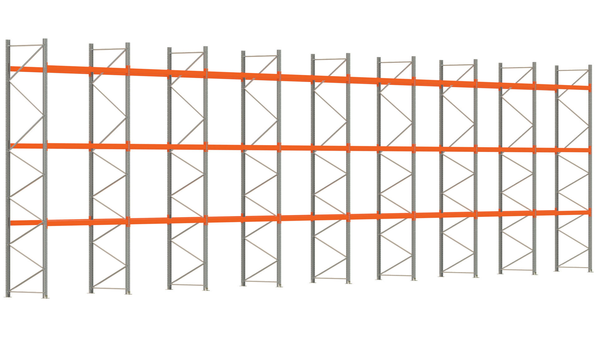 Palettenregal ARTUS - Breite 2236,5 cm - Höhe 550 cm - Tiefe 110 cm - Fachlast 2000 kg - 96 Palettenstellplätze
