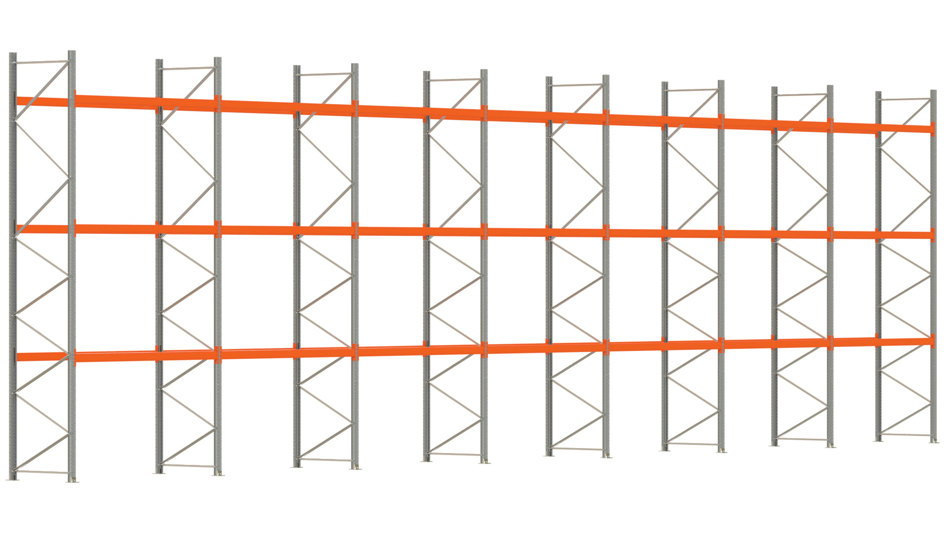 Palettenregal ARTUS - Breite 1958 cm - Höhe 550 cm - Tiefe 110 cm - Fachlast 2000 kg - 84 Palettenstellplätze