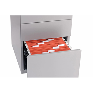 Rollcontainer, BxTxH 420x565x495 mm, 1 Schublade, 1 Hängeregistratur, seitliche Griffleisten, weiß