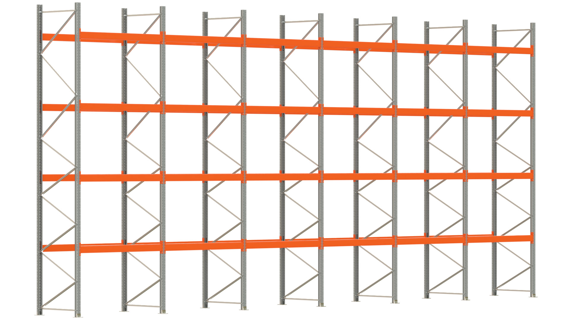 Palettenregal ARTUS - Breite 1199,5 cm - Höhe 550 cm - Tiefe 110 cm - Fachlast 3000 kg - 60 Palettenstellplätze