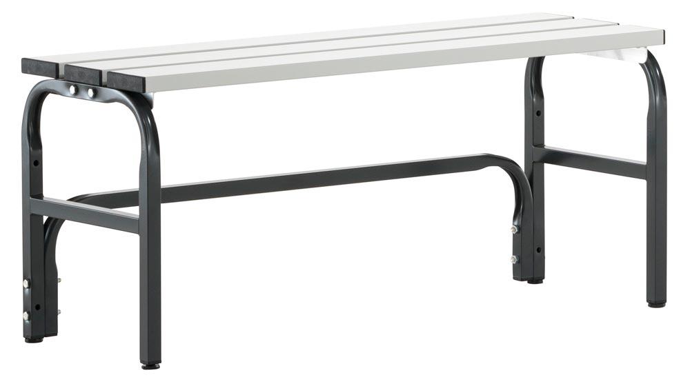 Garderobenbank mit Aluleisten, ohne Schuhrost, Stahl/Alu, TxH 350x450 mm, Länge 1015 mm, RAL 7016