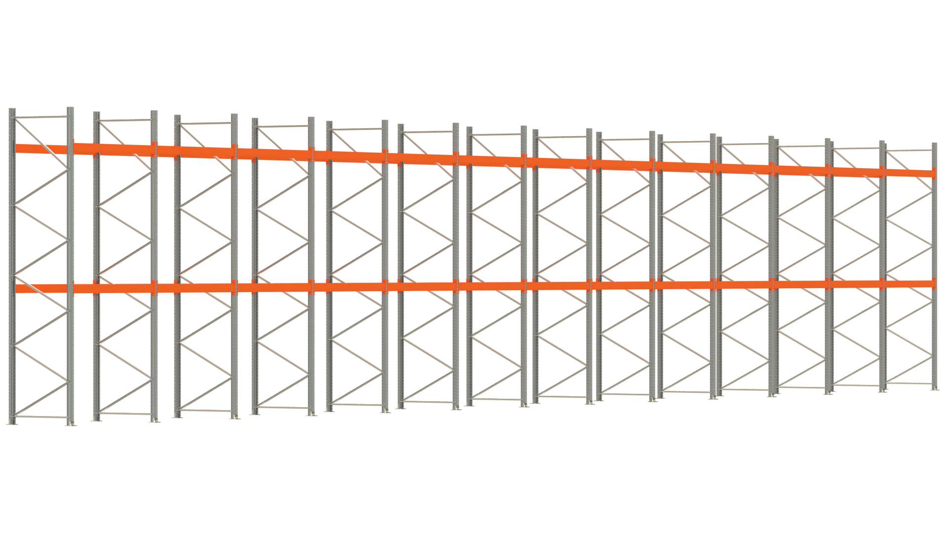 Palettenregal ARTUS - Breite 2589 cm - Höhe 450 cm - Tiefe 110 cm - Fachlast 3000 kg - 78 Palettenstellplätze
