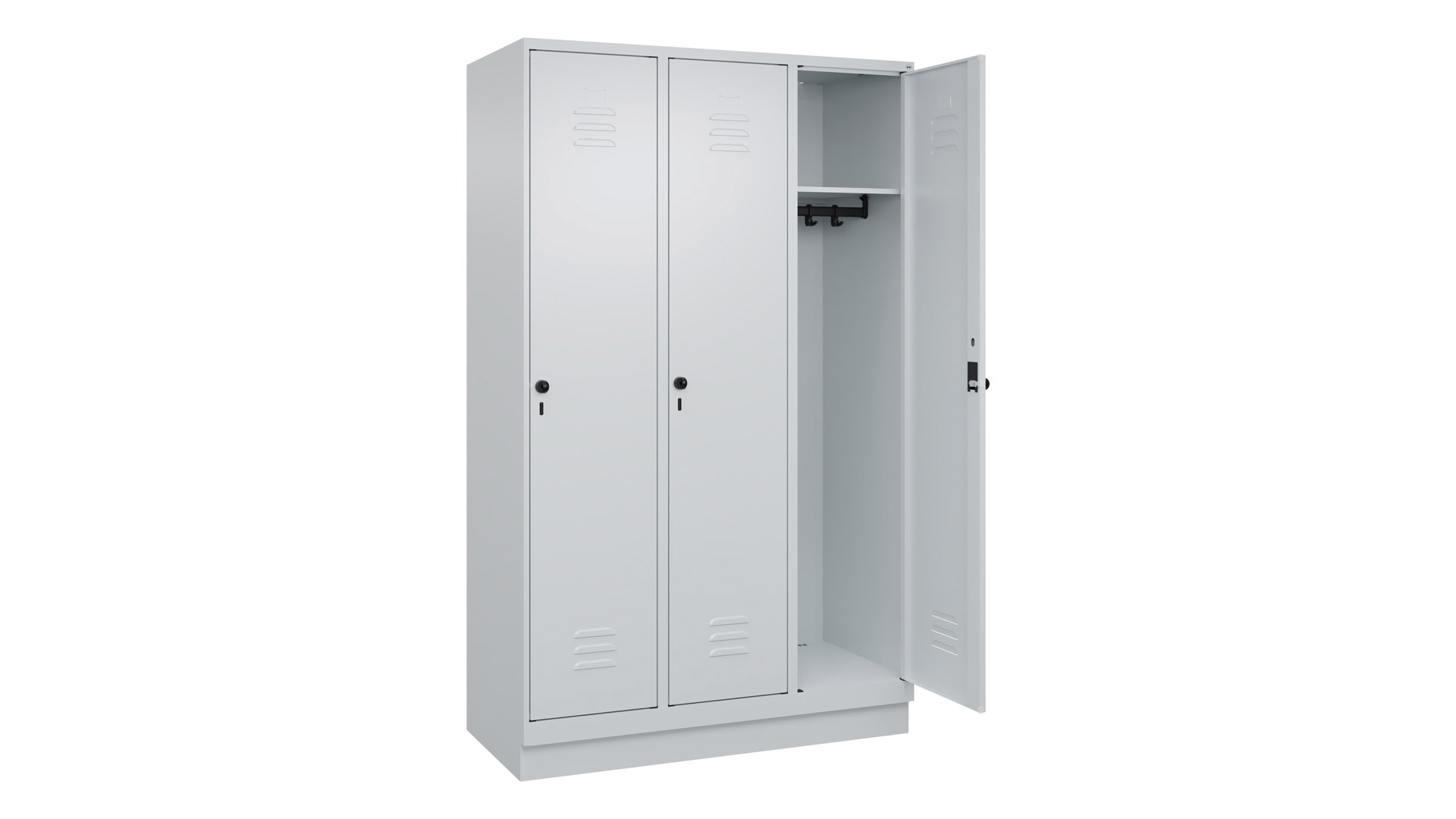 Spind - Garderobenschrank, Breite 120 cm, Höhe 195 cm, Tiefe 50 cm, 3 Abteile