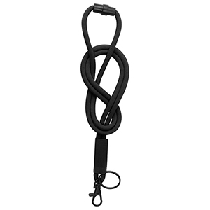 Umhängeband rund, Polyester, 460 mm lang, mit Karabinerhaken + Schlüsselring, schwarz, VE 30 Stück