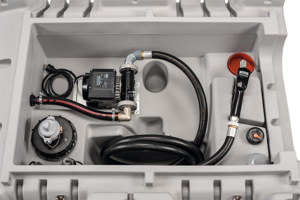 Indoor Stationäre Tankanlage, Diesel, ohne Klappdeckel, 4 m Zapfschlauch DN 19