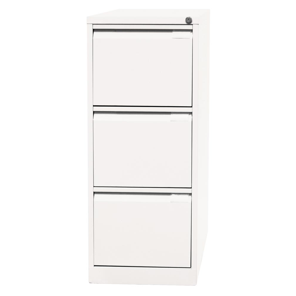 Hängeregisterschrank, BxTxH 413x622x1016 mm, einbahnig, 3 Schubladen, Griffleiste, verkehrsweiß