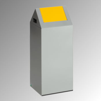 Selbstlöschender Wertstoffsammler - Kopfteil spitz - 60 l - silber/gelb - Höhe 800 mm - Abfallbehälter