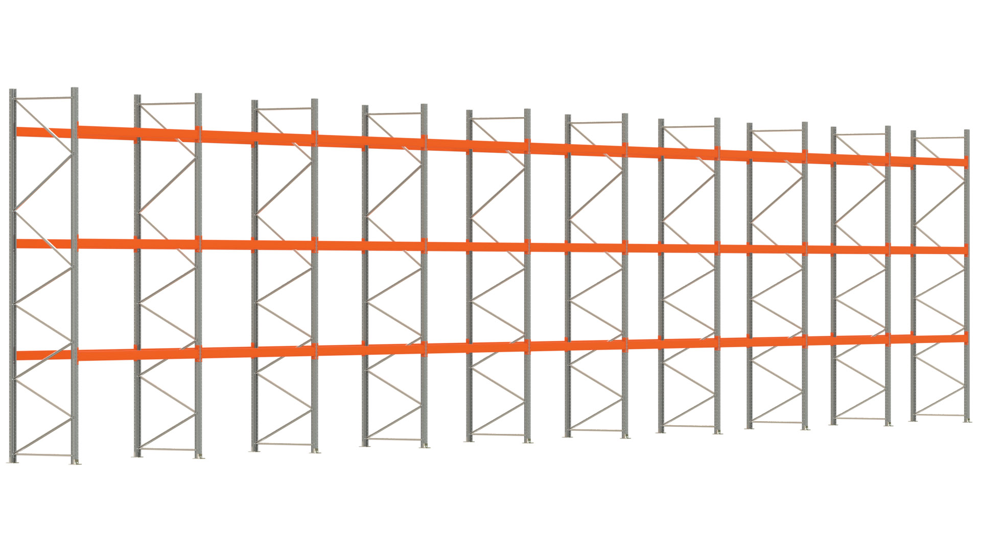 Palettenregal ARTUS - Breite 2515 cm - Höhe 500 cm - Tiefe 110 cm - Fachlast 3000 kg - 108 Palettenstellplätze
