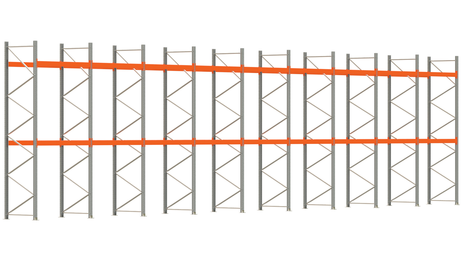Palettenregal ARTUS - Breite 1795 cm - Höhe 450 cm - Tiefe 110 cm - Fachlast 2000 kg - 54 Palettenstellplätze