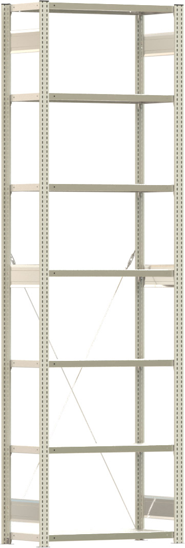 Fachbodenregal BERT - Breite: 87,5 cm - Tiefe: 40 cm - Höhe: 300 cm - 7 Böden - Grundregal