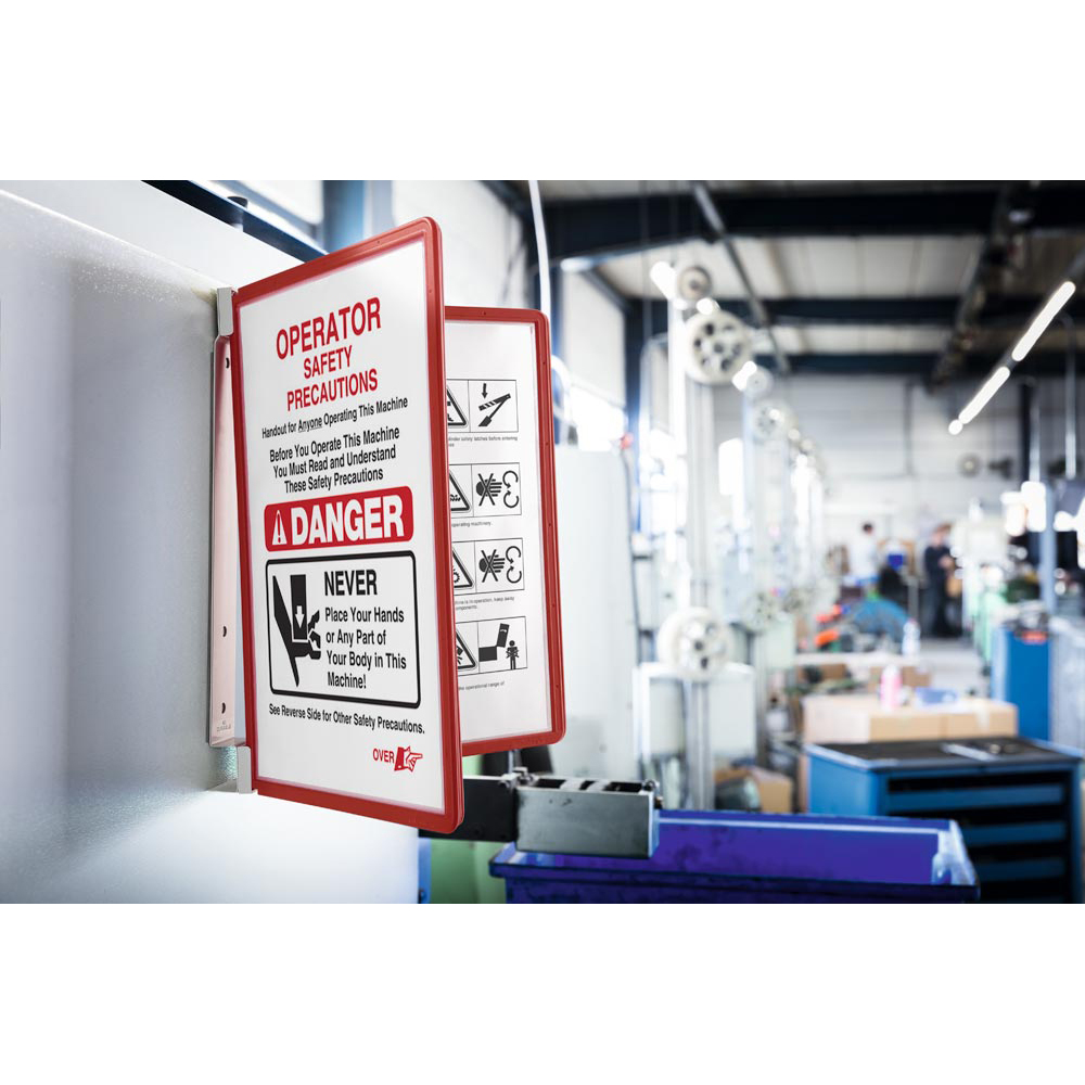 Sichttafelsystem, Wandhalter,  magnetisch, Metall, 5 Sichttafeln rot