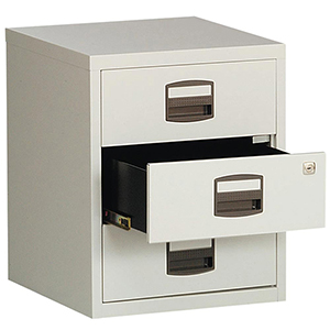 Rollcontainer, BxTxH 413x400x528 mm, 3 Schubladen, lichtgrau