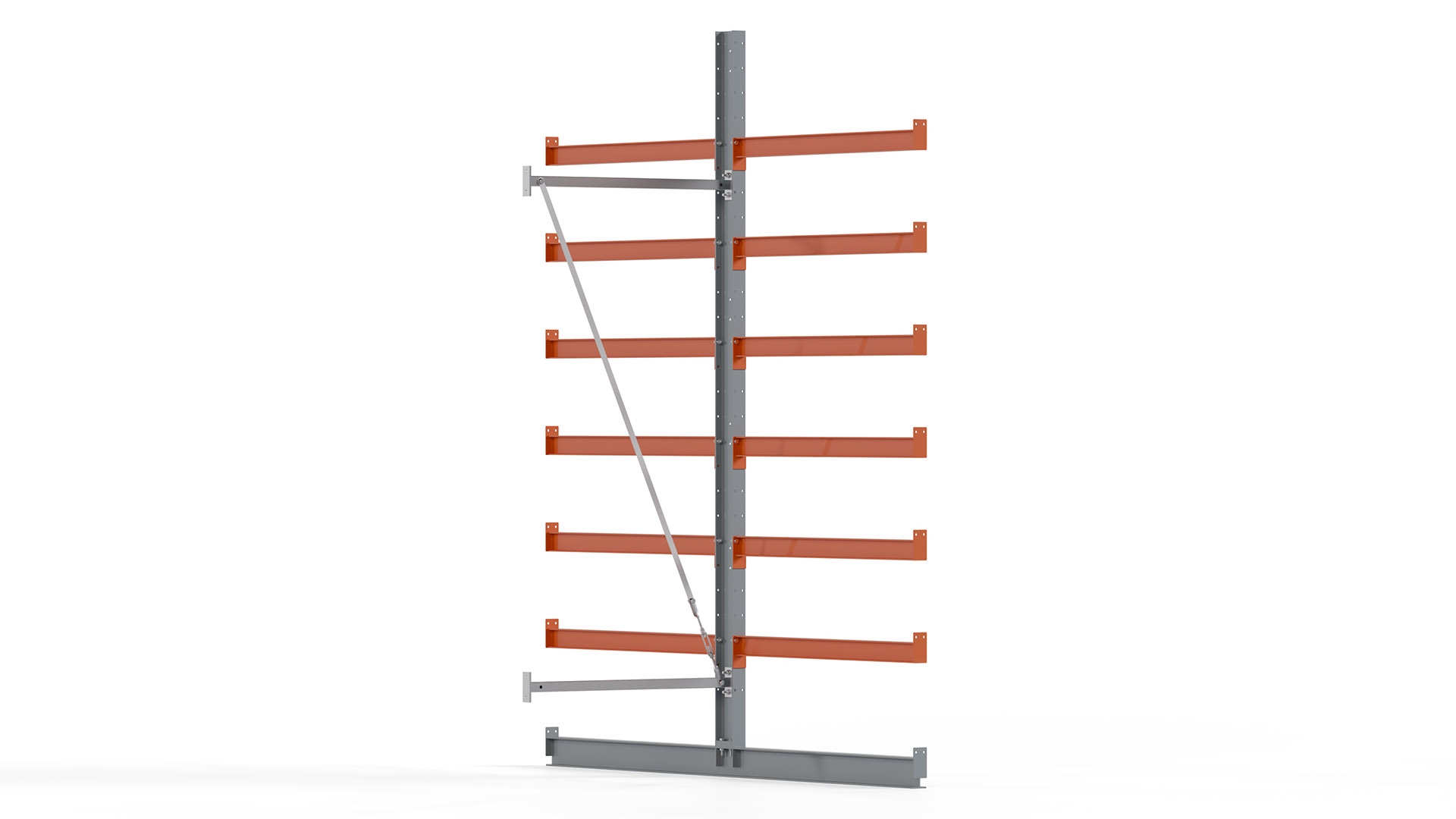 Kragarmregal KARL basic - Anbaufeld - Breite: 100 cm - Höhe: 300 cm - Tiefe: 252 cm - Traglast je Arm: 370 kg - doppelseitig