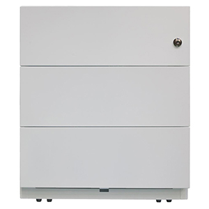 Rollcontainer, BxTxH 420x565x495 mm, 3 Schubladen, seitliche Griffleisten, lichtgrau